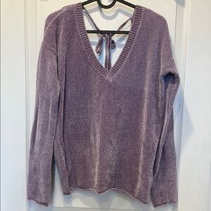 Garage Purple V-Neck Sweater Soft Knit